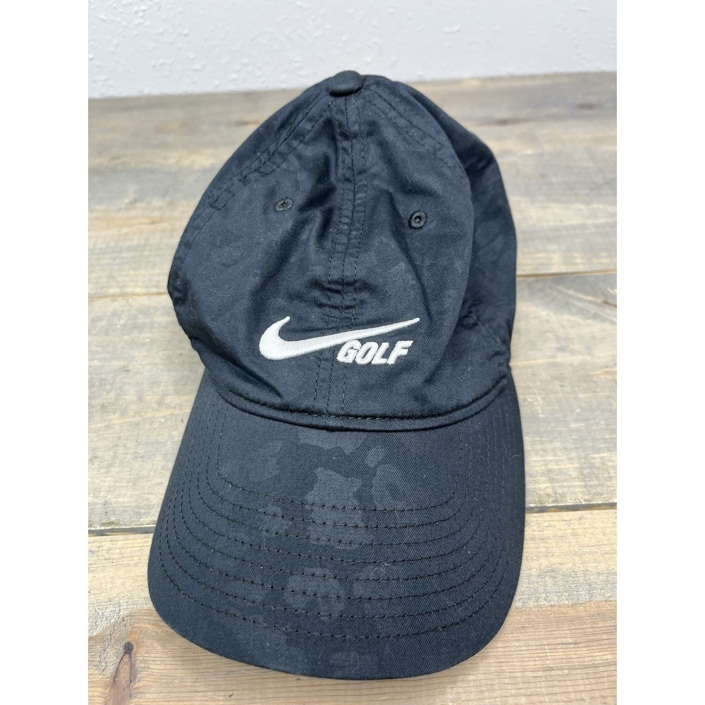 Nike Golf Heritage 86 Cap Black Camo Print Strapback Hat Unisex DC0779 010